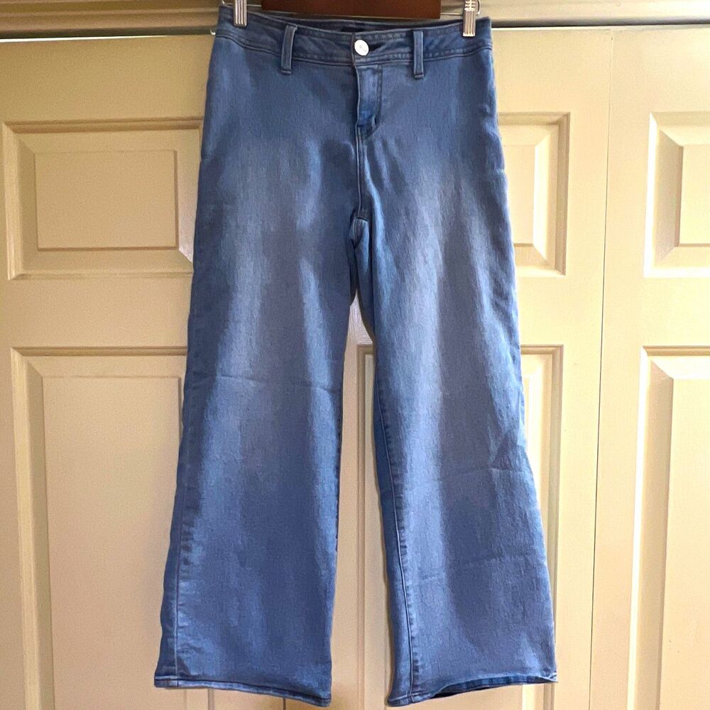 1822 Denim Women's Light Wash Blue Mid Rise Wide Leg Jeans Size 4 28W